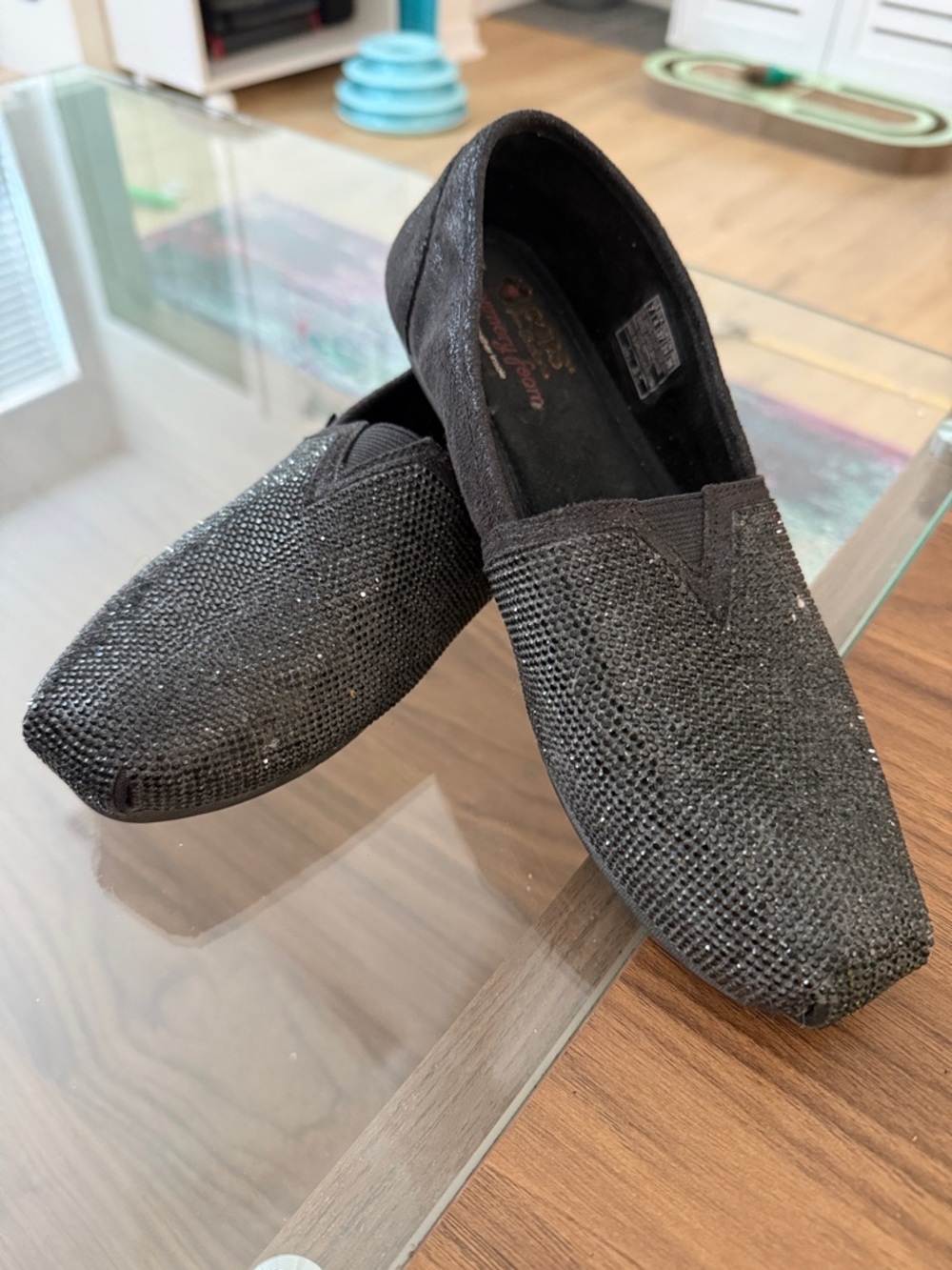 Skechers Women's Black Glitter Slip-On Loafers